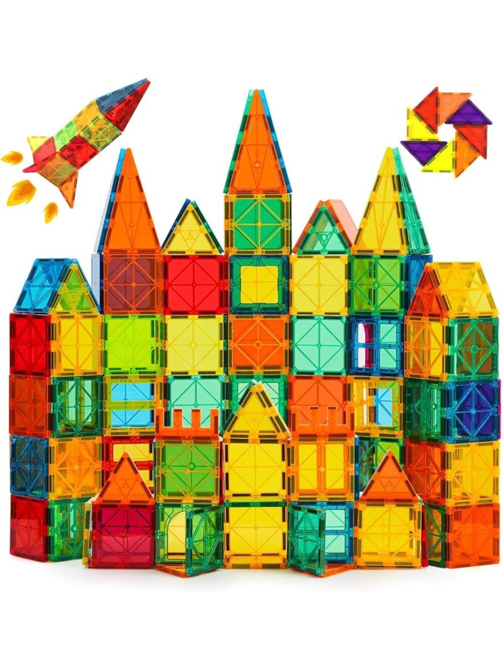Colorful Magnetic Building Tiles Set - 100 Pcs STEM Construction Blocks for Kids